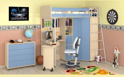 Кровать-чердак Теремок М85 + Комод Дельта 25