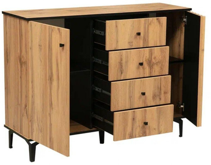 Комод Либерти 51.04 (опора h150) Дуб вотан/Черный