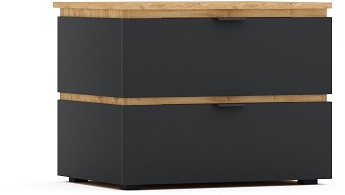 Тумба прикроватная "Ривьера" - Дуб наварра/Шагрень черная