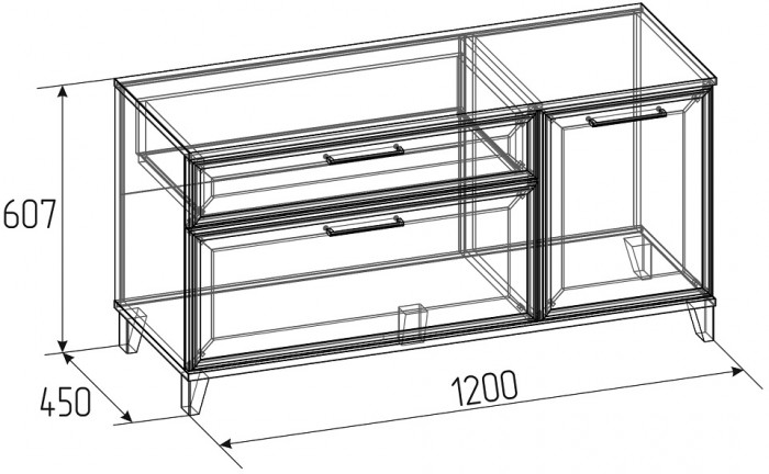 Тумба ТВ Аурелио 33, Белый, Блеквуд Сатиновый