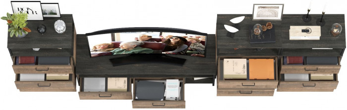 Трувор Гостиная 108, цвет дуб гранж песочный/интра, ШхГхВ 347,8х45,4х210 см., универсальная сборка