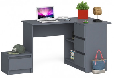 Мори компьютерный стол МС-16 правый + Тумба ТМП400.1, графит