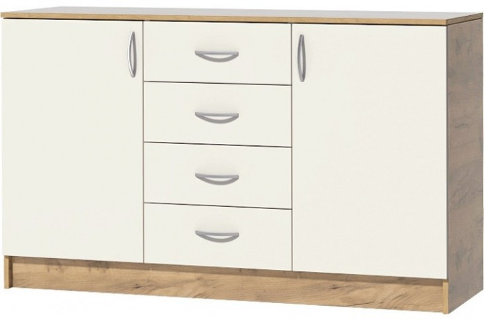 Кэт-7 Комод 2 створки 4 ящика (Крафт золотой / Графит)