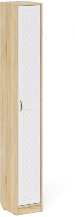 Прихожая П-6 Компоновка № 20, дуб сонома/фасады МДФ белое дерево фрезеровка ромб