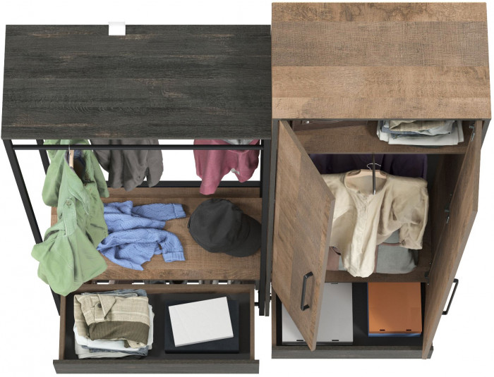 Трувор 15.120 Прихожая + 13.328.02 Шкаф для одежды, дуб гранж песочный/интра