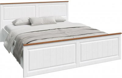 Валенсия Кровать 160 (Белый матовый / Орех)
