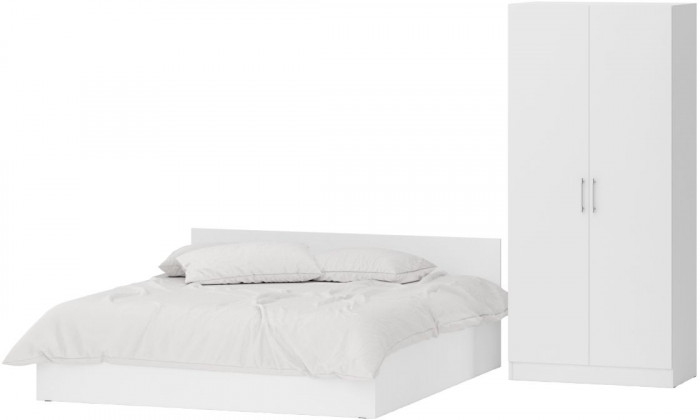 Кровать 1800 + Шкаф 2-х створчатый Стандарт, белый