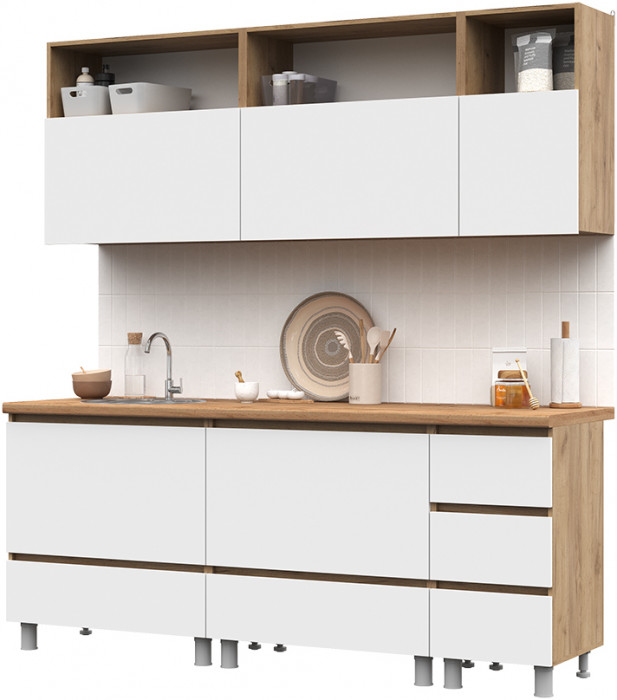 Кухня Хелен 2,0 дуб крафт золото/белый