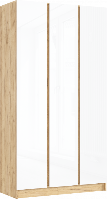 Келвин Шкаф 3-х створчатый (1200) (Белый Глянец, Дуб Крафт)
