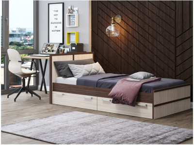 Карина-3 Кровать 120 (Венге / Ясень шимо светлый)