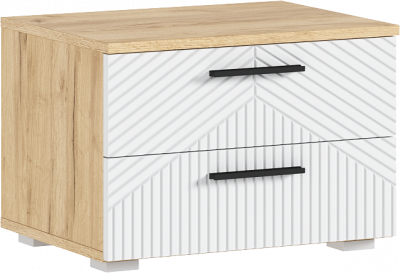 Сильвия Тумбы прикроватные 2шт, Браш Вайт/Дуб крафт