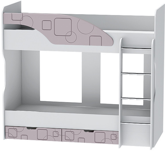 Двухъярусная кровать Бриз-5, Белый/Ирис (Квадрат)
