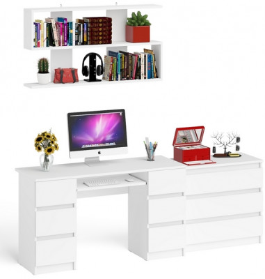 Мори компьютерный стол МС-2 + Комод МК800.1 + Полка 1200, белый