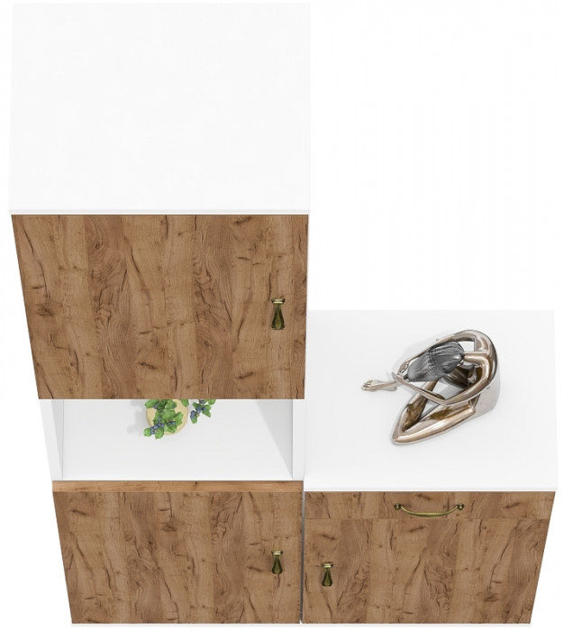 Лидер-8 Пенал + Тумба МД 3.15, белый шагрень/крафт золото