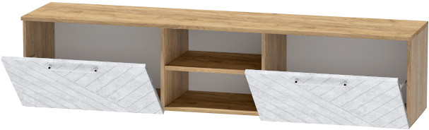 Тумба для ТВ-техники подвесная "Иннэс-7", Крафт золотой/Бетон снежный