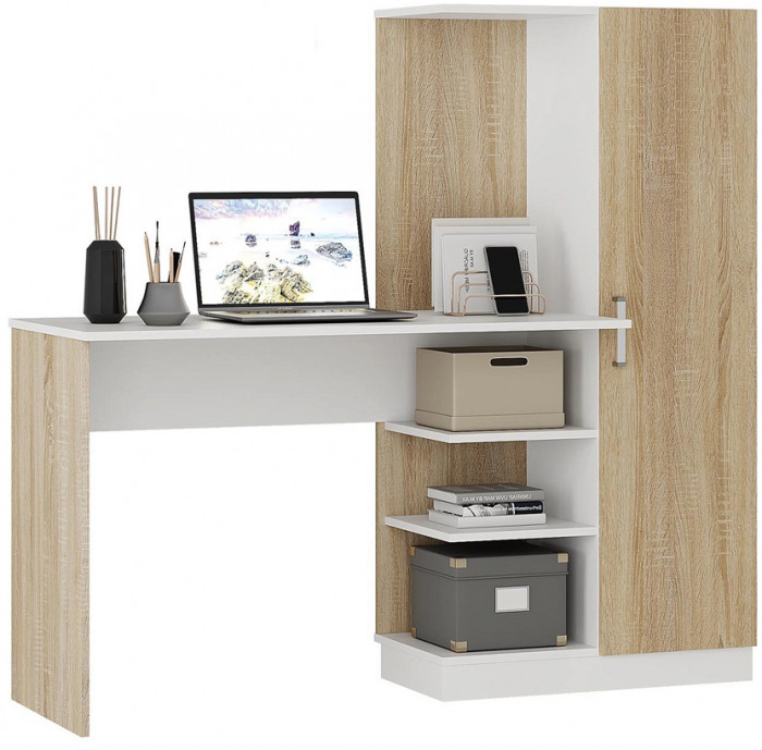 Стол компьютерный Бейсик, Дуб сонома, Белый