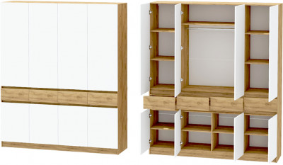 Иннэс-10 Шкаф 4-х створчатый, Дуб Крафт Золотой\Белый глянец