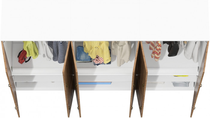 Лидер-8 Шкаф МД 19Б 3 шт., цвет белый шагрень/крафт золото, ШхГхВ 240х50х190 см., универсальная сборка