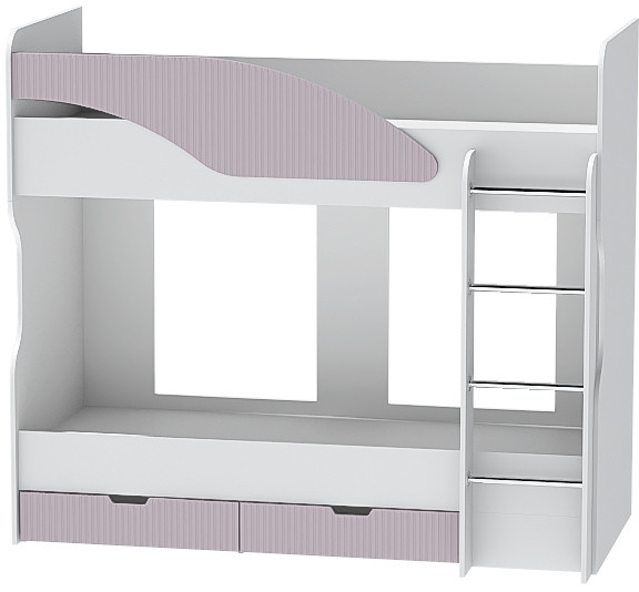 Двухъярусная кровать Бриз-5, Белый/Ирис (Полосы)