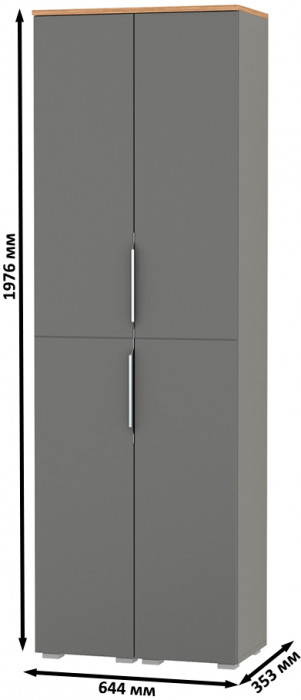 Октава 13.228 Шкаф-пенал + 13.228 Шкаф-пенал, серый графит/дуб крафт золотой/фасады МДФ серый графит