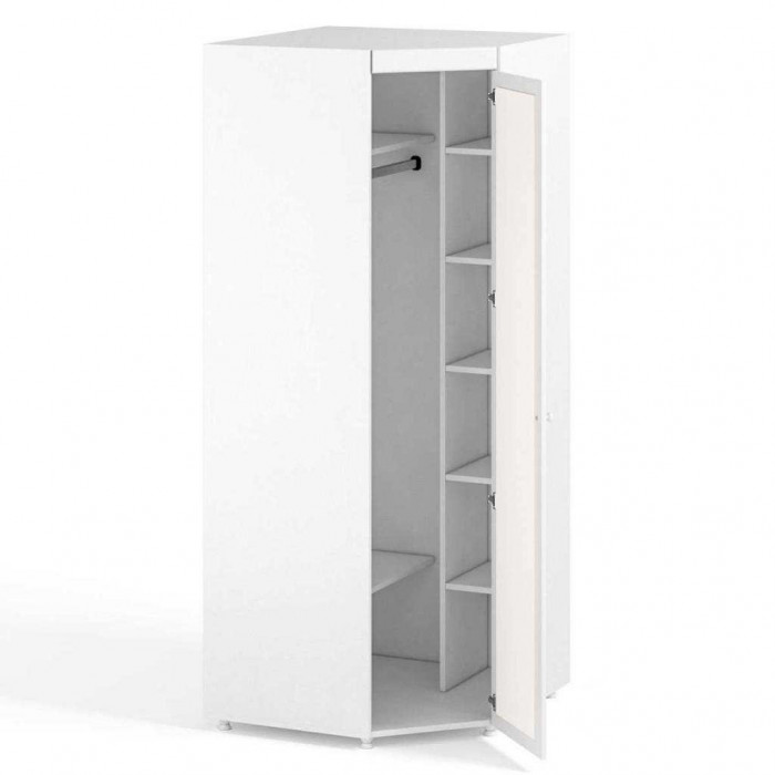 Шкаф угловой (гл.560) с зеркалом Монако МН-68 белое дерево