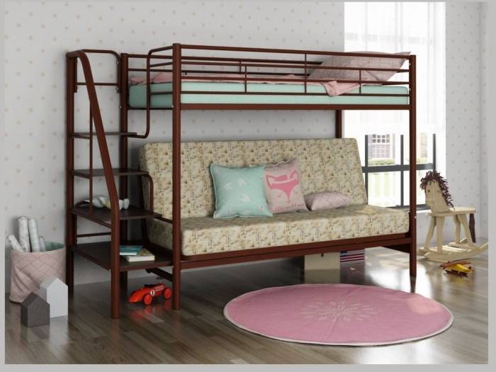 Двухъярусная кровать Мадлен-3 90/120х190 (Гобелен Пифагор, Коричневый)