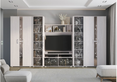 Гостиная модульная Флоренция, Ясень белый. Комплект 4