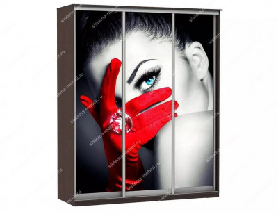 Шкаф купе Модерн 1776х450 3-х дверный 3-х секционный фотопечать №1 венге