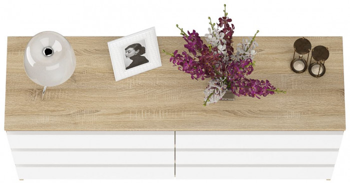 Мори Комод МК1380.6, цвет дуб сонома/белый, ШхГхВ 138х41х73 см.