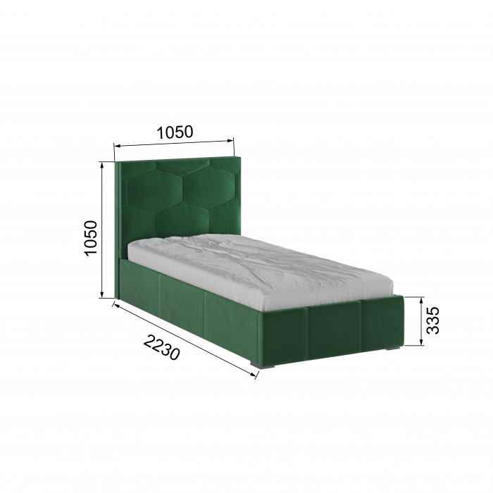 Манука Кровать интерьерная 900 изумруд, ПМ
