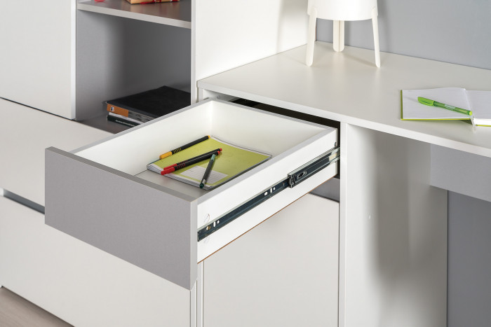 Торонто Компоновка № 01, цвет белый шагрень/стальной серый, ШхГхВ 320х53,1х195,7 см., универсальная сборка