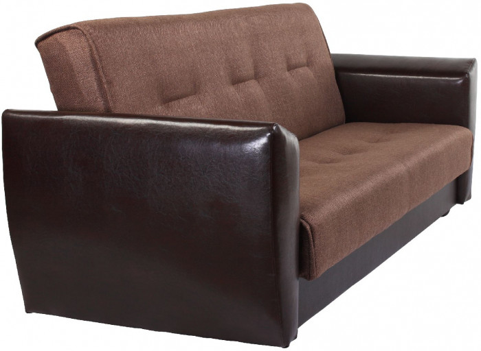 Диван-кровать Амстердам, 120х190, книжка, пружинный блок, рогожка/экокожа, коричневый