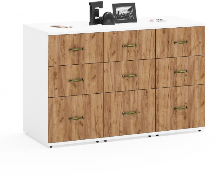 Лидер-8 Тумба МД 3.16 3 шт., белый шагрень/крафт золото