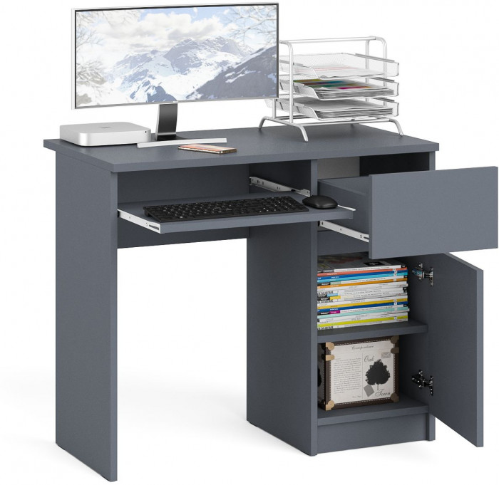 Мори компьютерный стол МС-1 правый, графит