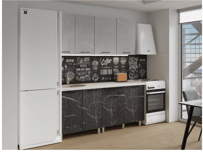 Кухонный гарнитур Марбл 1,8м Мрамор лайт/Мрамор дарк