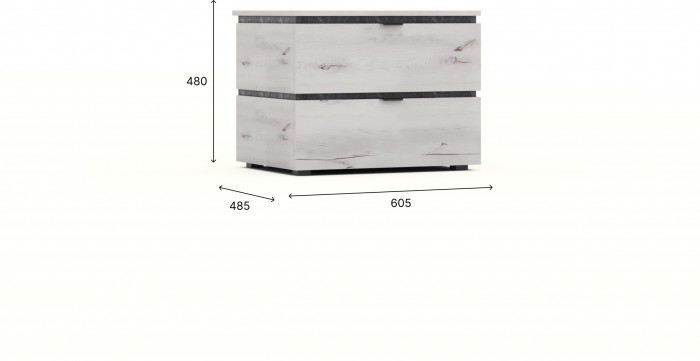 Тумба прикроватная 2 ящика "Ривьера" - Дуб наварра/Шагрень черная