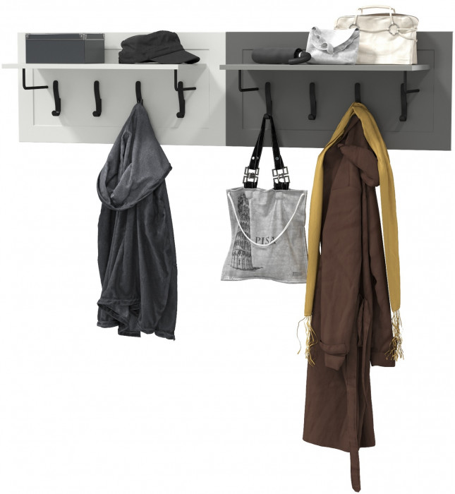 Остин 15.12 Вешалка + 15.12 Вешалка, белый шагрень/серый графит