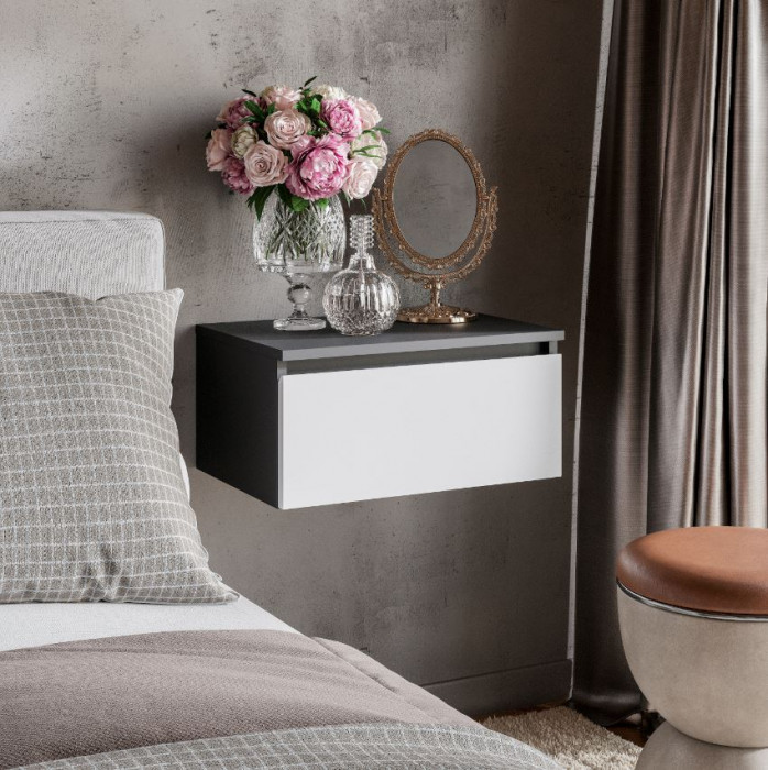 Тумба прикроватная "Шарм" ТБ-11 Графит/ Белый