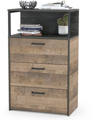 Трувор 13.307.02 Комод с ящиками, цвет дуб гранж песочный/интра, ШхГхВ 66х37х106,9 см.