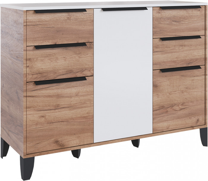 Малави Комод МК дуб крафт табачный/белый глянец