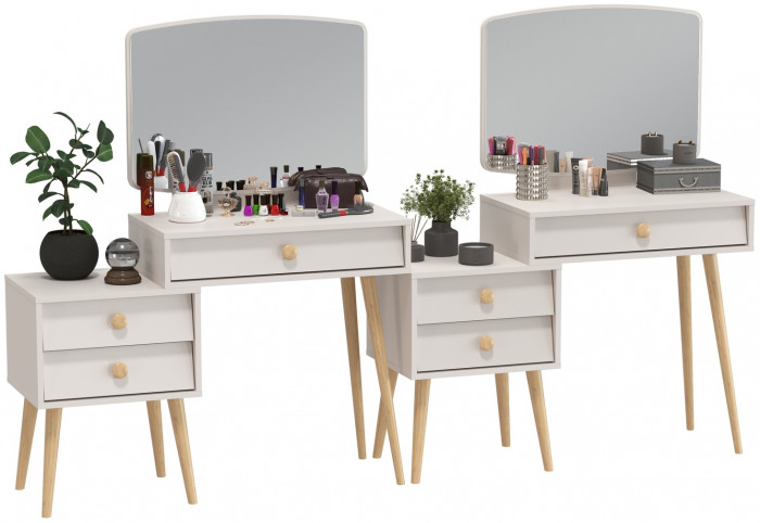 Афина Спальня Трюмо х 2, цвет кашемир серый, ШхГхВ 2х105х38,6х129 см., универсальная сборка