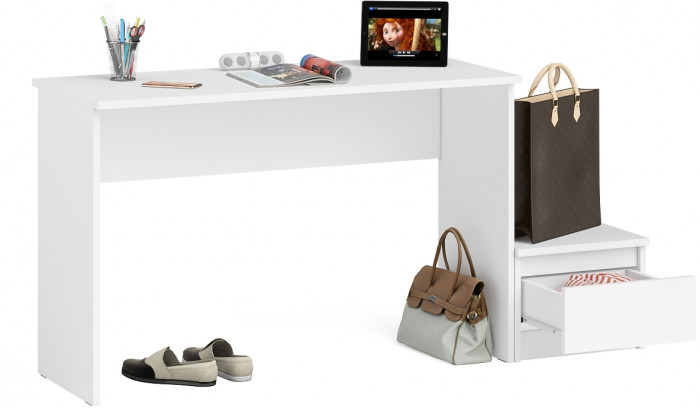 Мори письменный стол МСП1200.1 + Тумба ТМП400.1, белый