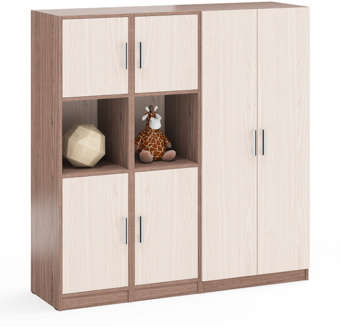 Шкаф С-МД-СК9Ш+Пенал С-МД-СК9П+Пенал С-МД-СК9П, ясень шимо светлый/ясень шимо тёмный