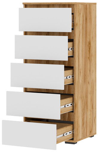 Хелен КМ 03 Комод 502 5 ящиков (0,502х1,188х0,460) белый/дуб крафт золото