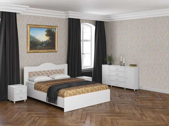 Спальня Италия-5 мягкая спинка белое дерево