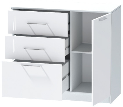 Комод №2 "Иннэс-7", Белый/Белый глянец