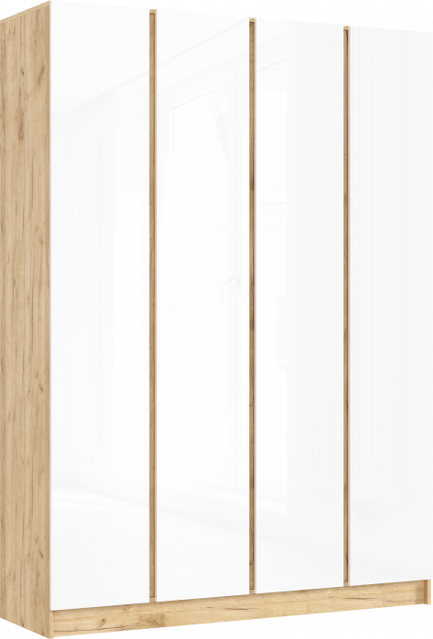 Келвин Шкаф 4-х створчатый (1600) (Белый Глянец, Дуб Крафт)
