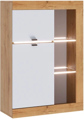 Прага Витрина универсальная ЛДСП Дуб вотан/Белый глянец