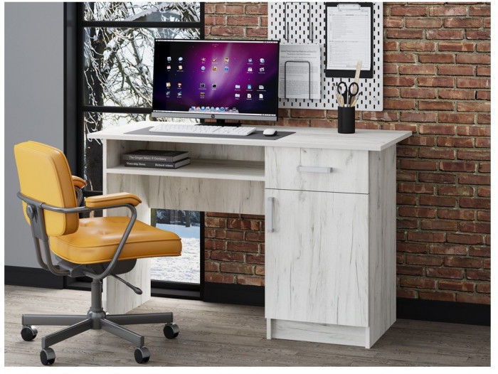 Стол письменный ПС-01 (с дверкой) (Дуб Крафт белый)