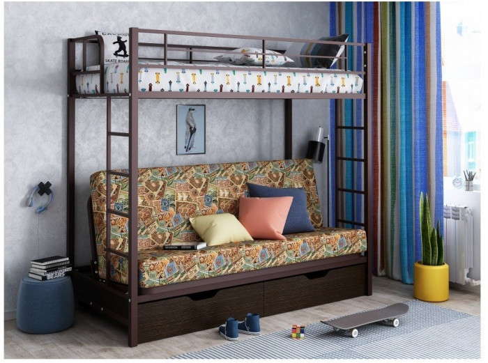 Двухъярусная кровать Мадлен ЯЯ (Черный)